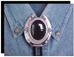 Black Onyx Horseshoe Design Bolo Tie