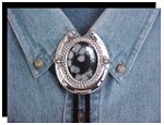 Snowflake Obsidian Horseshoe Design Bolo Tie