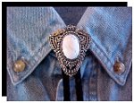 Howlite Filigree Style Bolo Tie - Silver-tone