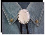 Howlite Twisted Edge Bolo Tie - Silver