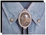 Leopardskin Jasper Premium Beaded Edge Bolo Tie