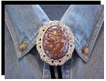 Leopardskin Jasper Antique Scroll Bolo Tie