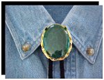 Malachite Twisted Edge Bolo Tie - Gold