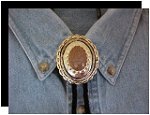 Chrysanthemum Stone Concho Style Bolo Tie