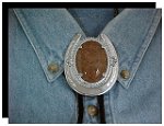 Chrysanthemum Stone Horseshoe Design Bolo Tie