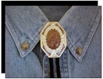 Chrysanthemum Stone Bezel Edge Bolo Tie