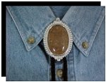 Chrysanthemum Stone Premium Beaded Edge Bolo Tie