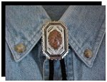 Chrysanthemum Stone Scalloped Edge Bolo Tie