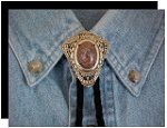 Chrysanthemum Stone Filigree Style Bolo Tie