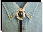Black Onyx Bezel Edge Bolo Tie