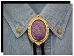 Mojave Purple Turquoise Premium Beaded Edge Bolo Tie