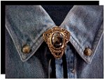 Pyrite Filigree Style Bolo Tie - Silver-tone