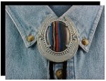 Rainbow Calsilica Horseshoe Design Bolo Tie