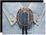 Rainbow Calsilica Antique Design Bolo Tie