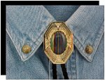 Rainbow Calsilica Bezel Edge Bolo Tie