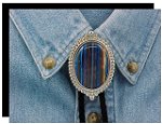 Rainbow Calsilica Premium Beaded Edge Bolo Tie