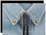 Rainbow Calsilica Twisted Edge Bolo Tie - Gold