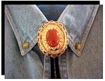Red Jasper Concho Style Bolo Tie