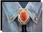 Red Jasper Bezel Edge Bolo Tie
