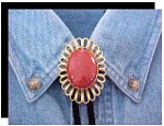 Red Jasper Wire Design Bolo Tie