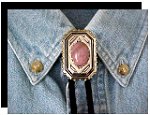Rhodonite Scalloped Edge Bolo Tie