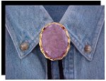 Rhodonite Twisted Edge Bolo Tie - Gold