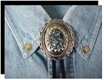 Snowflake Obsidian Concho Style Bolo Tie