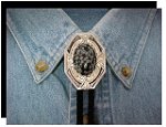 Snowflake Obsidian Bezel Edge Bolo Tie
