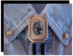 Snowflake Obsidian Scalloped Edge Bolo Tie