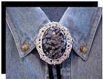 Snowflake Obsidian Antique Scroll Bolo Tie