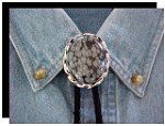 Snowflake Obsidian Twisted Edge Bolo Tie - Silver
