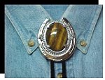 Tiger Eye Horseshoe Design Bolo Tie
