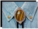 Tiger Eye Premium Beaded Edge Bolo Tie