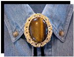 Tiger Eye Antique Scroll Bolo Tie