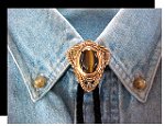 Tiger Eye Filigree Style Bolo Tie - Silver-tone