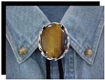 Tiger Eye Twisted Edge Bolo Tie - Silver