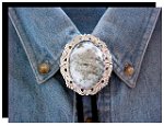 Tree Agate Antique Scroll Bolo Tie