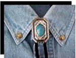 Turquoise Scalloped Edge Bolo Tie