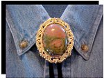 Unakite Antique Scroll Bolo Tie