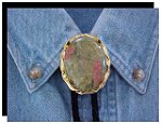 Unakite Twisted Edge Bolo Tie - Gold