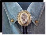 White Calcite Concho Style Bolo Tie