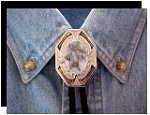 White Calcite Bezel Edge Bolo Tie