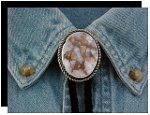 White Calcite Rope Edge Bolo Tie