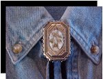White Calcite Scalloped Edge Bolo Tie