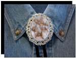 White Calcite Antique Scroll Bolo Tie