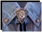 White Calcite Filigree Style Bolo Tie