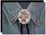 White Calcite Twisted Edge Bolo Tie 
