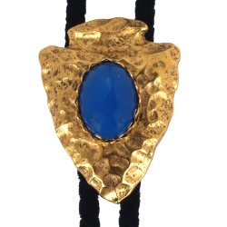 Blue Onyx Arrowhead Style Bolo Tie