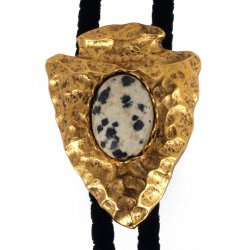 Dalmatian Jasper Arrowhead Style Bolo Tie