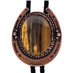 Tiger Eye Horseshoe Design Bolo Tie: Western Bolo Ties